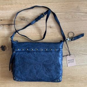 Genuine leather Frye cross body purse in navy